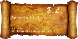 Beretka Lili névjegykártya